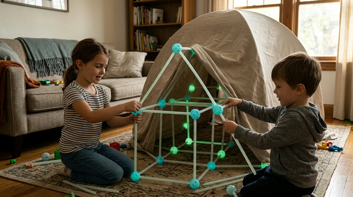 Glow Fort Building Kit (140-Piece): STEM Play Tent Fun