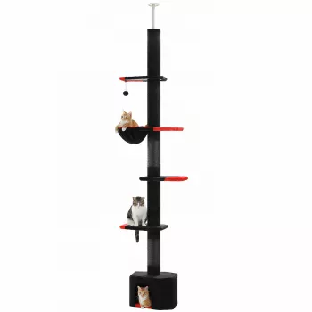 Gothic Floor-to-Ceiling Cat Tree: 5 Tiers + Hammock